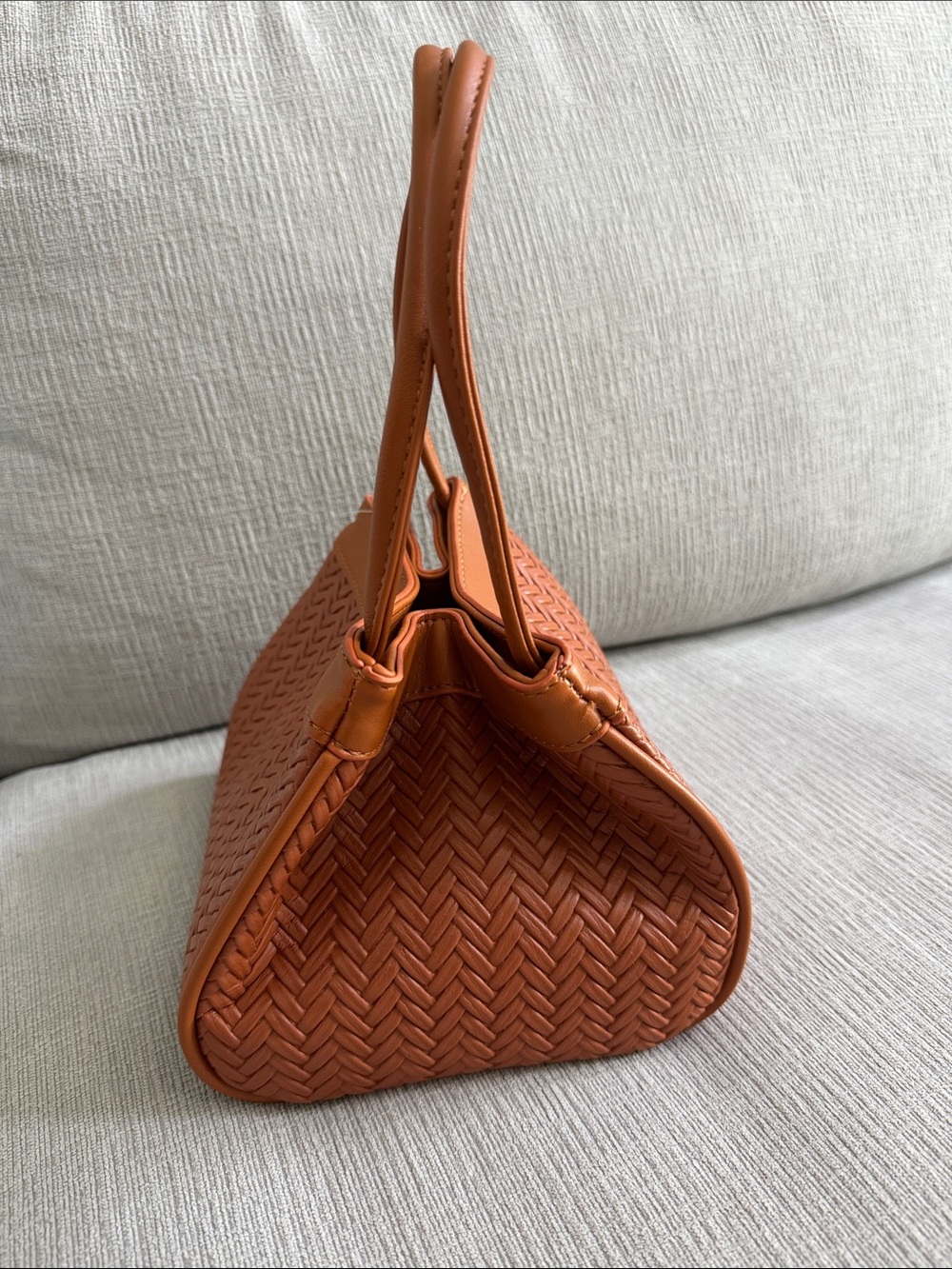 Anthropologie Woven Mini Handbag in Cognac NWT - Picture 4 of 10